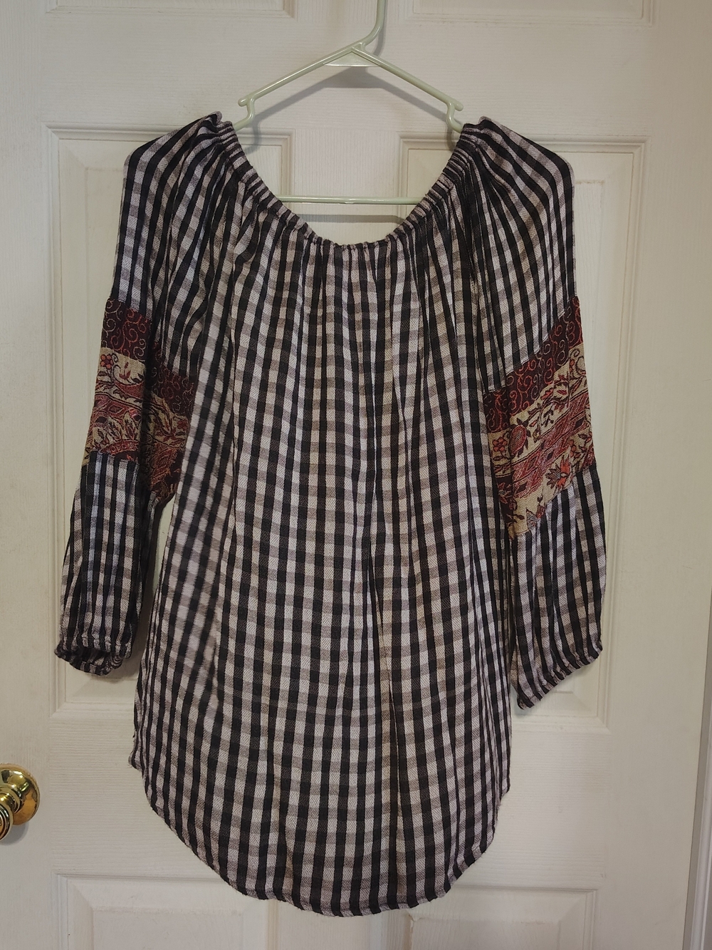 Avani Del Amour Medium Boho Top Fall Fairycore Checkered Renaissance